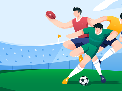 Sports Website Illustration branding championship character design flat illustration football graphic design illustration illustrations landing page league sports tournament website