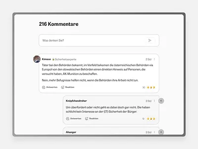 Comments commenting comments compose messages news outlet reaction ui ux web