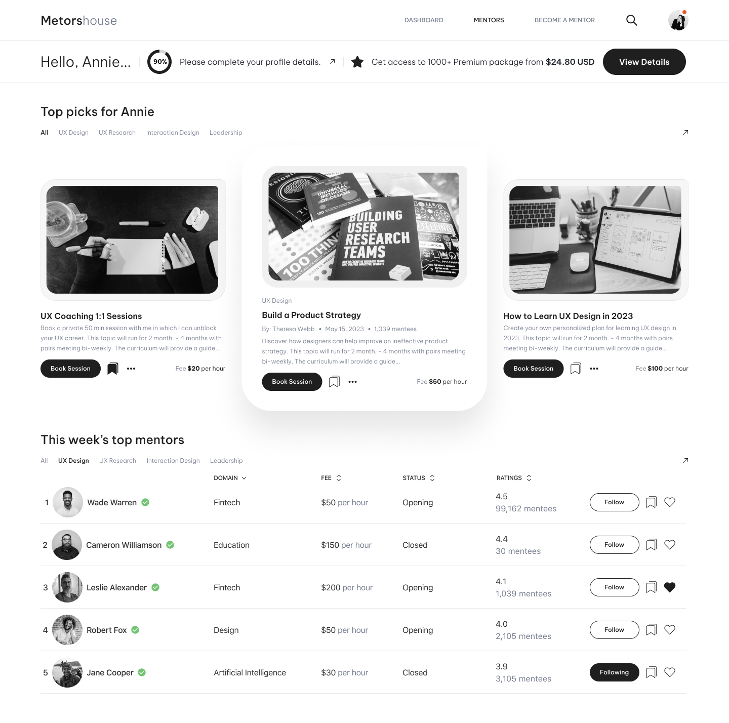 Community mentorship platform design management mentor ui ux