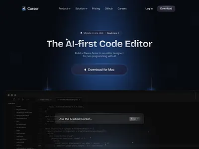 Cursor redesign concept dark mode design developer redesign ui
