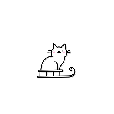 Sleigh Ride adobe illustrator cartoon cat character cute icon illustration kawaii line art sleigh sticker vector winter