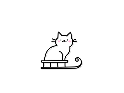 Sleigh Ride adobe illustrator cartoon cat character cute icon illustration kawaii line art sleigh sticker vector winter