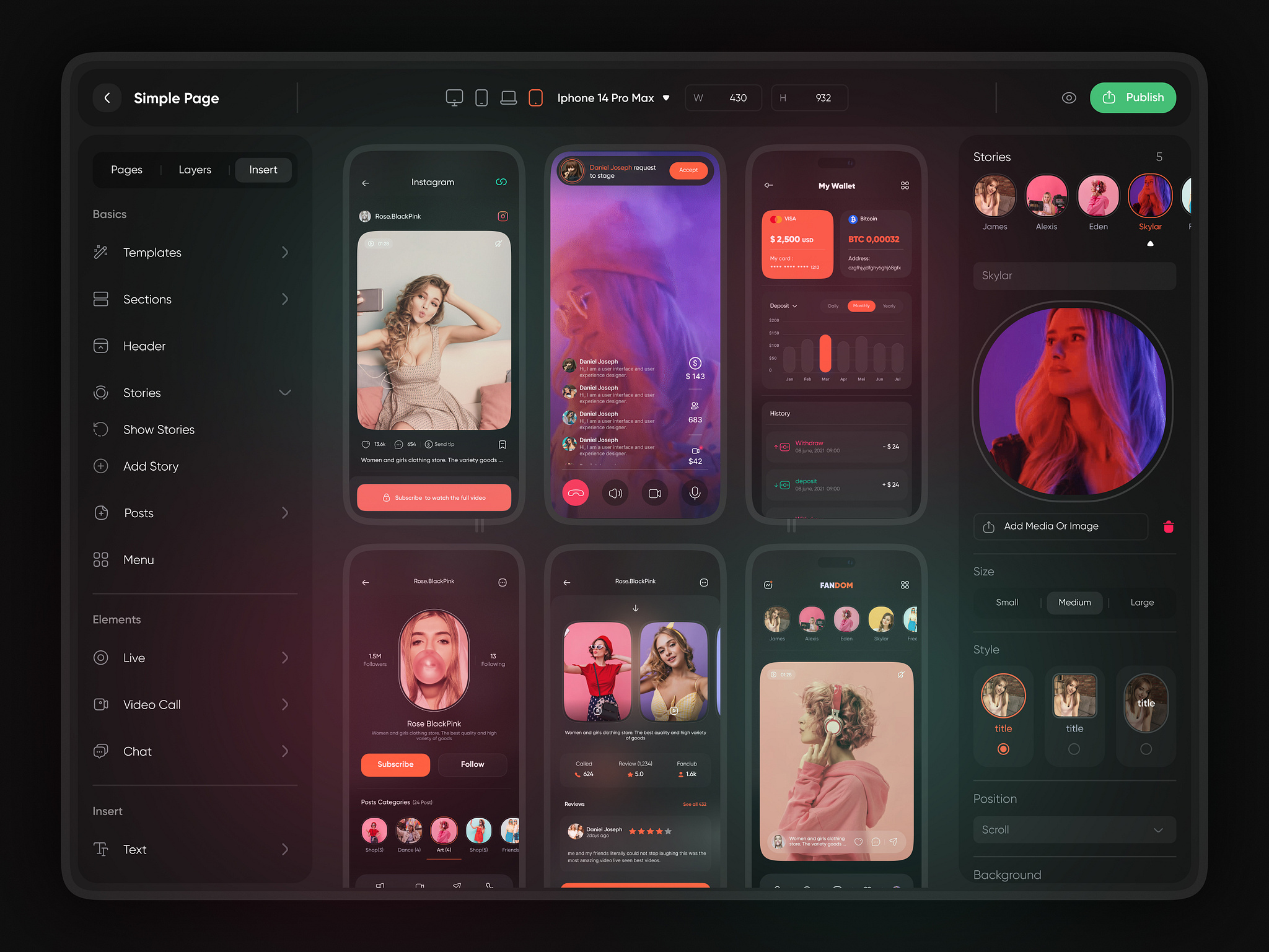social media app builder by arsindesign on Dribbble