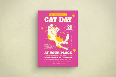 Cat Day Flyer app branding design graphic design illustration vector