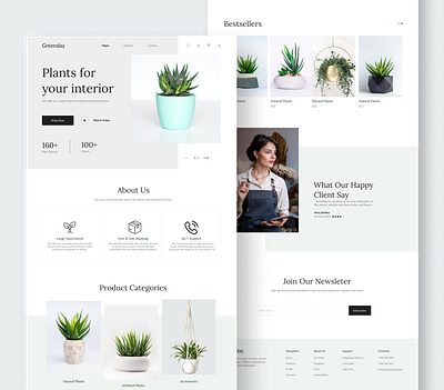Plants Online Store-Landing Page app branding card design graphic design menu online store plants ui ux web design