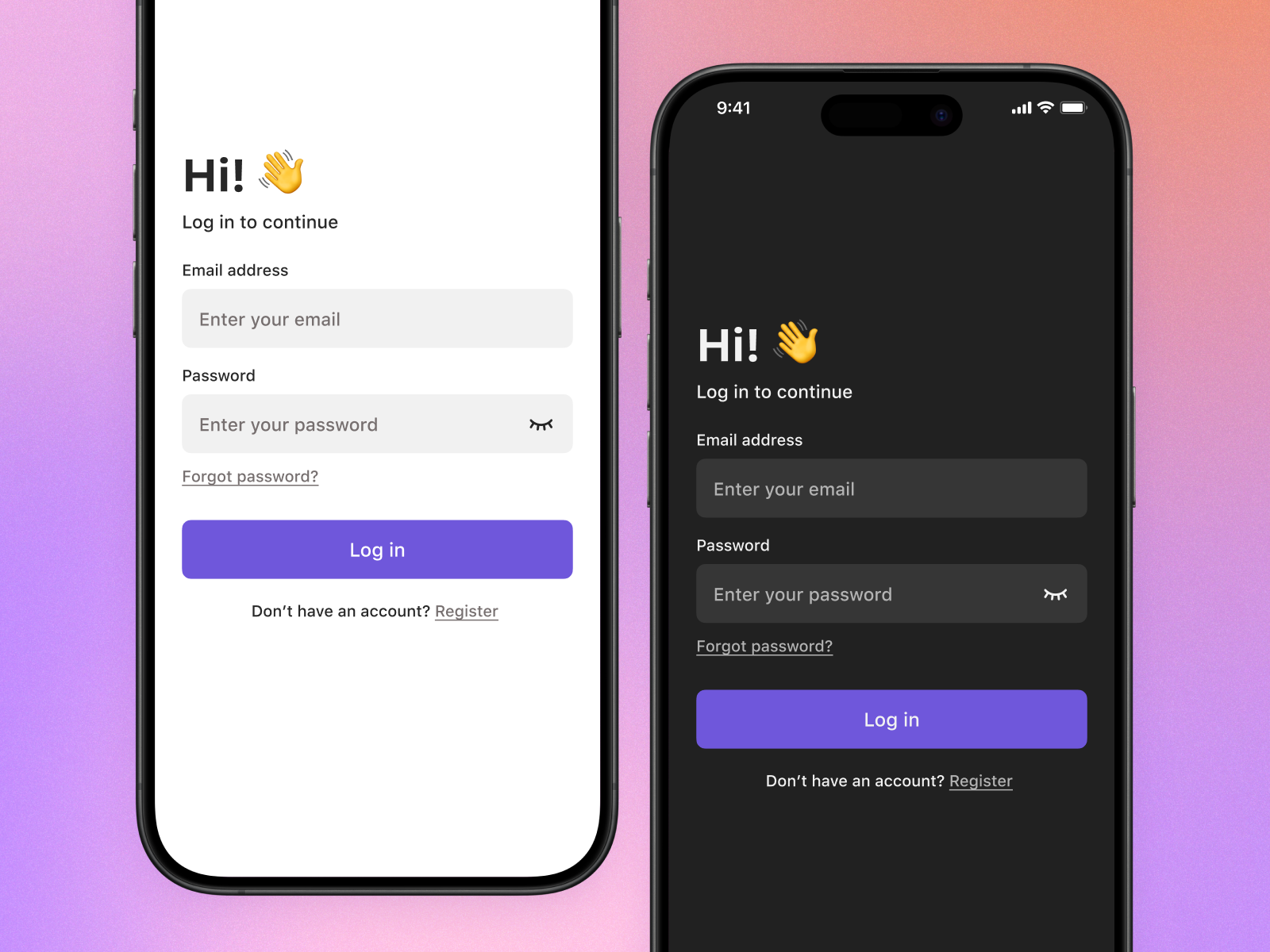 Log in UI app ui log in minimalistic sign in ui white label