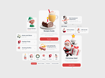 Christmas Ideas for Marketplace App app banner carousel christmas collections filters guides popup recomendations segmentation tabs themed categories ui ui elements ui theme ux