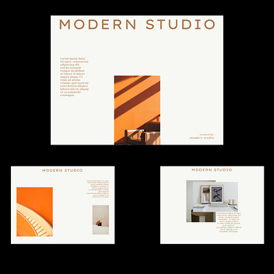 Modern Studio Design Exploration II branding design editorial editorial design figma graphic design logo presentation visual design