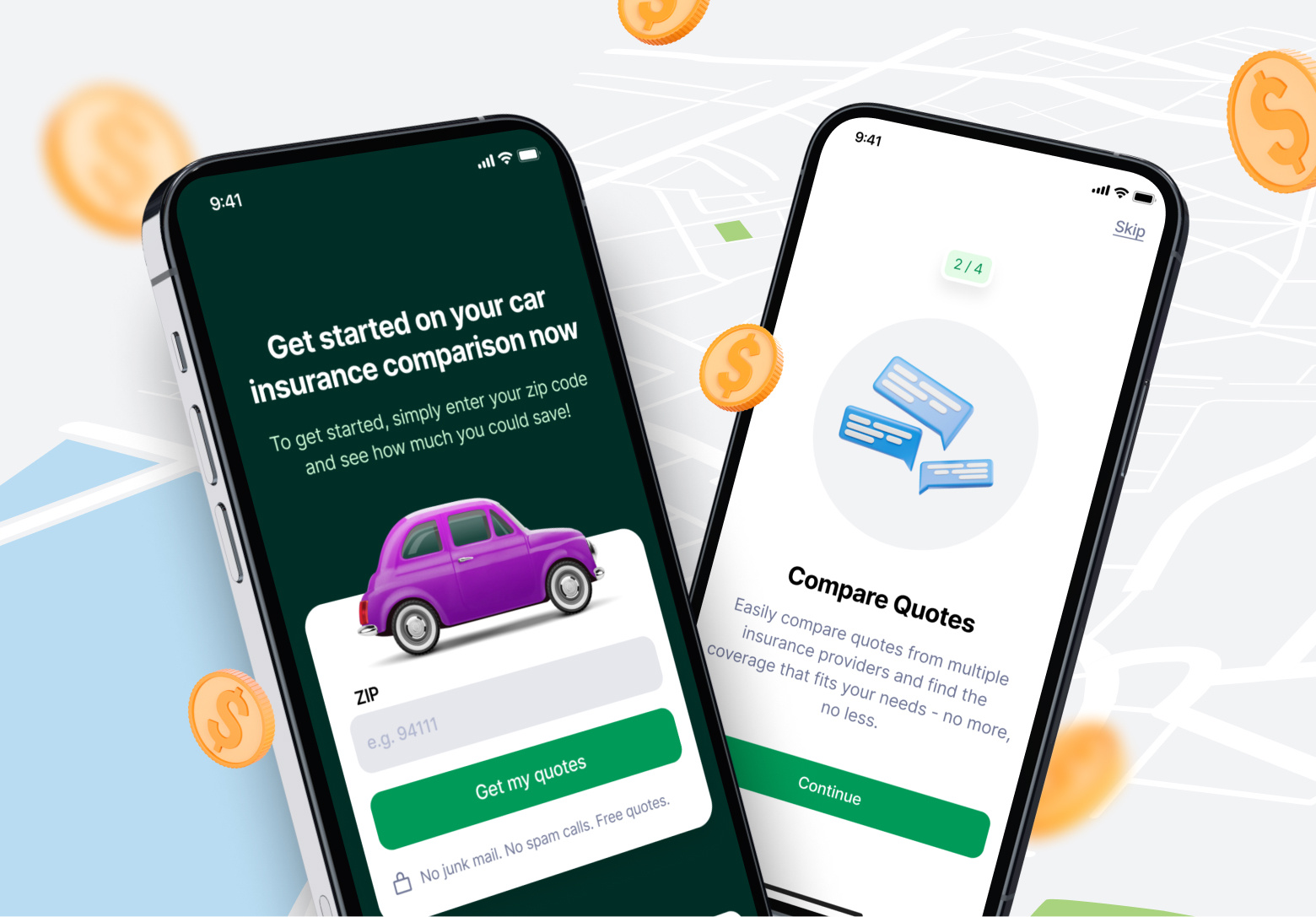 Onboarding & Primary Page Car Insurance App by Anastas on Dribbble