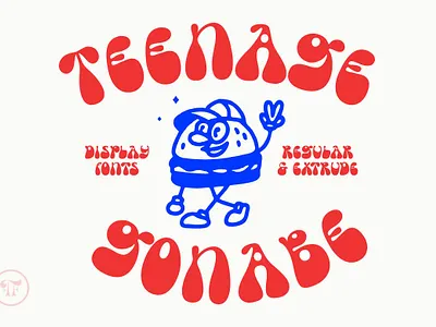 Teenage Gonabe - Display Groovy Font bold branding decorative design display font fonts graphic design groovy illustration logo merchandise poster retro typeface typography vector vintrage