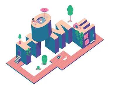 isometric theme branding design graphic design home ill illustration illustrator isometric logo minimal typography vector