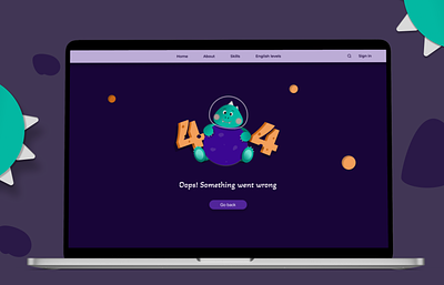 404 error page 404 dailyui dark design dinosaur error figma green illustration orange page purple space uiux web