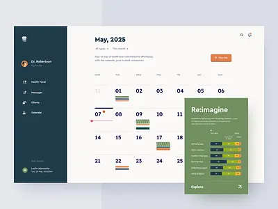 healthcare calendar calendar clean dashboard green healthcare healthtech minimal simple ui voit xandovoit