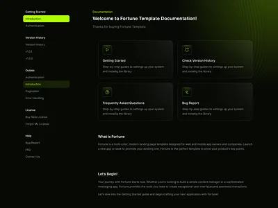 Fortune Template Documentation animation branding graphic design illustration template typography ui ux web design