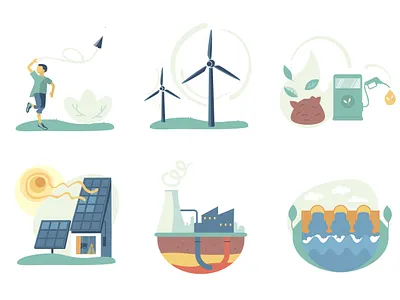 Energy sources illustrations app digital eco energy graphic design illustration mobile vector web