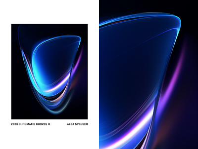 2023 Chromatic Curves ⓒ by Alex Spenser 3d abstract art bright color colorful contemporary dark design glass illustration neon reflection refraction sculpture visual