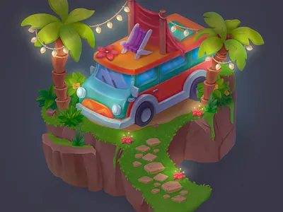 Car 2D casual game art 2d illustration 2d render 2dart adobe photoshop concept game art illustration prop game art