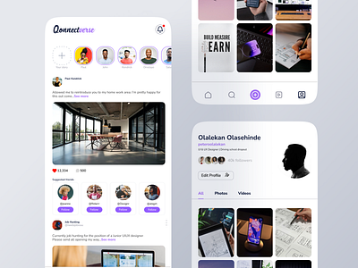 Qonnectverse-Social Media Profile appdesign figma interface product design social media ui uiux userinterface