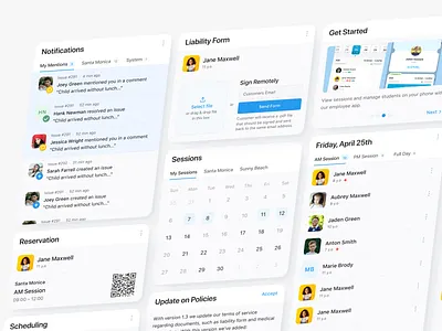 UI Elements app calendar desktop elements kit notifications onboarding qr code reservation schedule tabs ui upload ux web