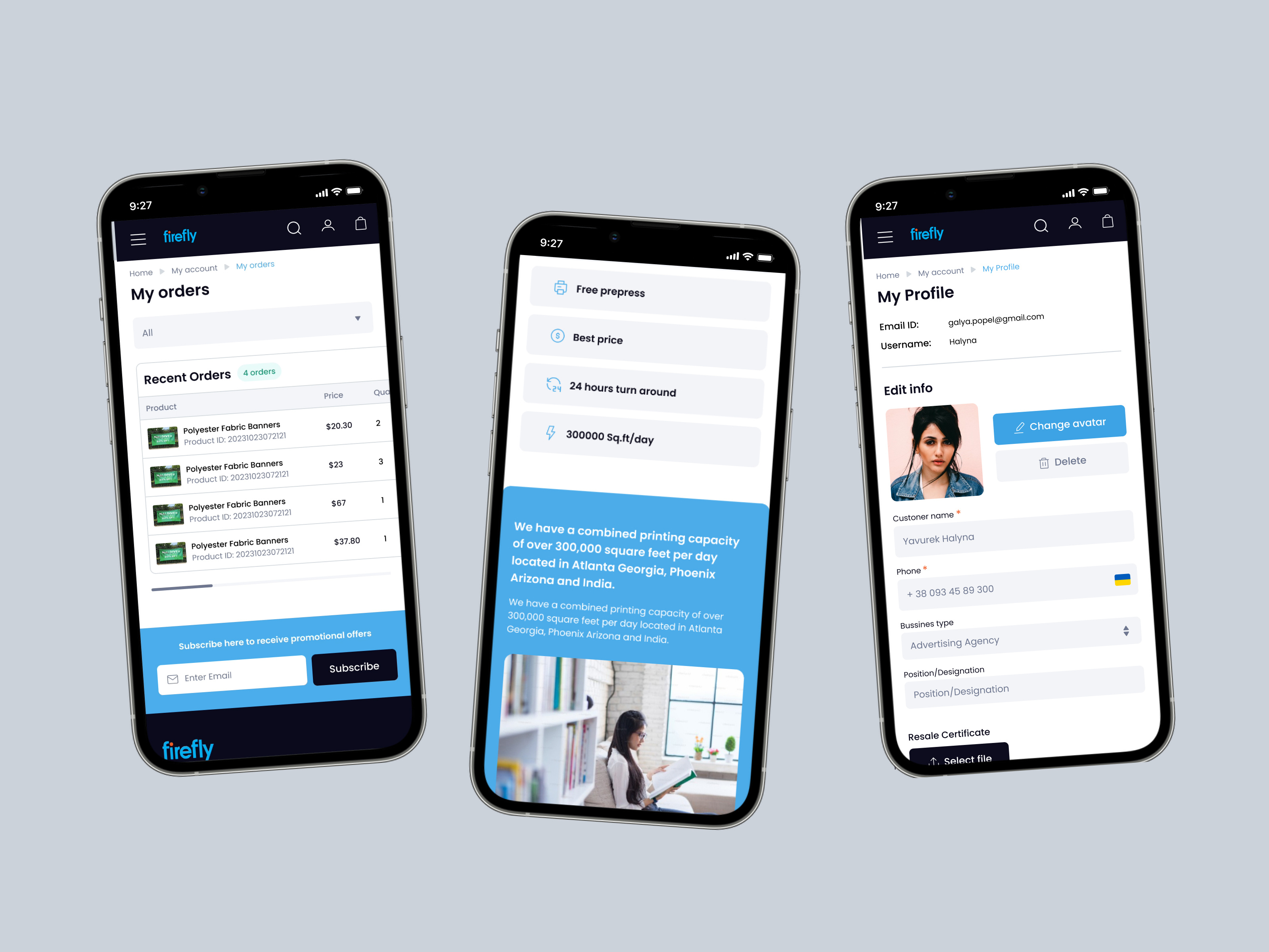 E-commerce Website | Firefly corporate site design site my account my profile responsive design ui ui ux design user experience user interface ux web web site