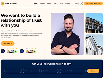 Construction Company - Hero Design Concept construction construction company figma header design hero design landing page design real estate ui design user interface usr experience ux design