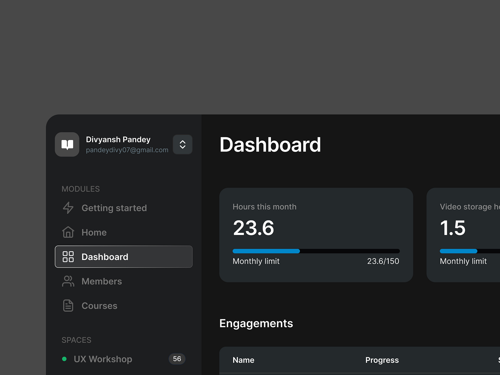 Education Dashboard - Dark theme UI by Divyansh Pandey on Dribbble