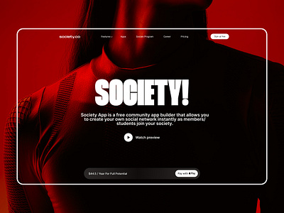 SOCIETY.CO | LN app design bold clean components free font illustration landscape minimal red society typography ui webdesign