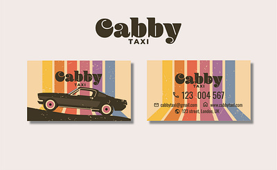 Retro business card 1970s business card classic car ford mustang retro design retro style taxi