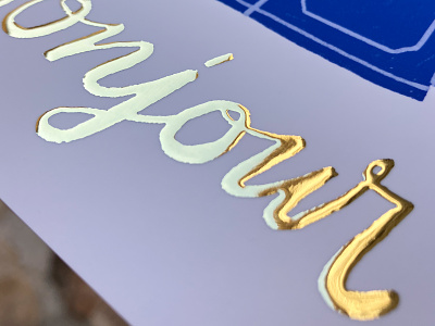 Bonjour Postcard chorecoat french gold foil illustration jacket lettering script
