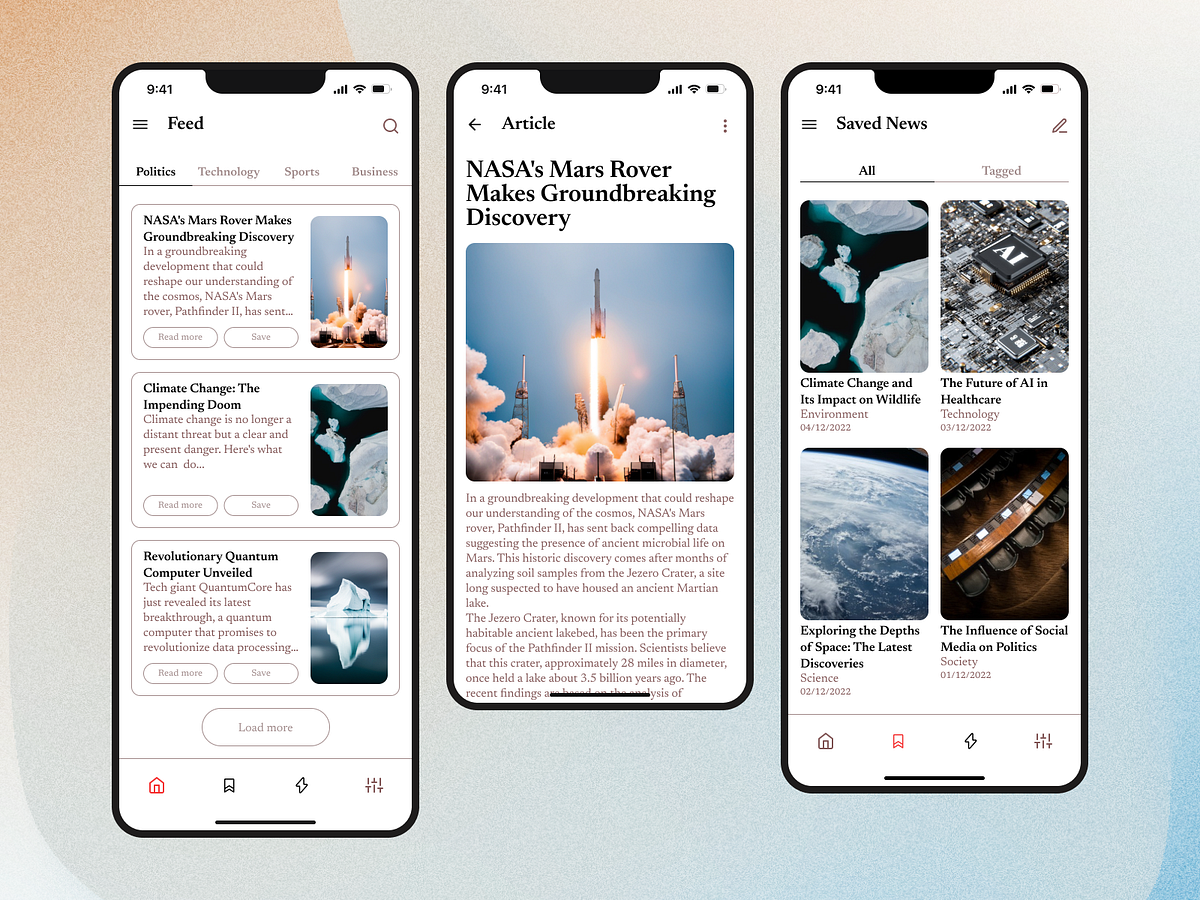 News digest mobile app UX/UI design by Antanina Nekrashevich on Dribbble
