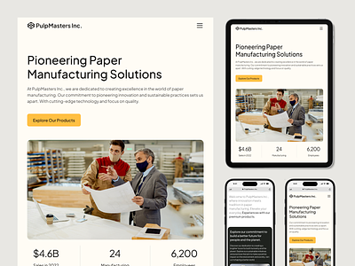 PulpMasters Inc. Paper Manufacturing Company Web [Responsive] company company profile corporate landing page manufacturing mobile website paper company paper manufacturing paper website responsive ui design web design website design