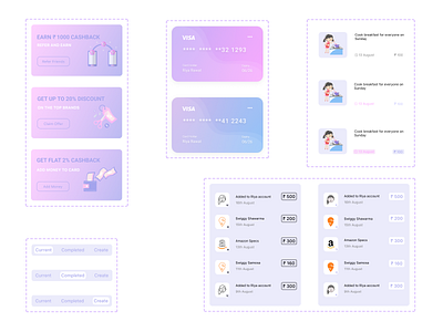 Components of Kidto application components ui fintench app ui ux design visual design