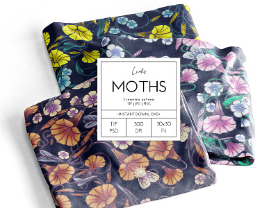 MOTHS seamless patterns botanical butterfly dark design drawing fabric floral flowers gothic graphic design hand drawn home decor illustration moth pattern design retro seamless pattern textile vintage wildflowers