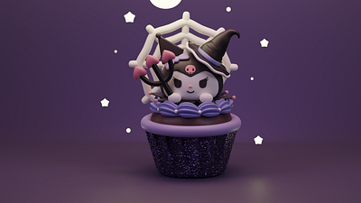 Blender rendered Kuromi Cupcake 3d