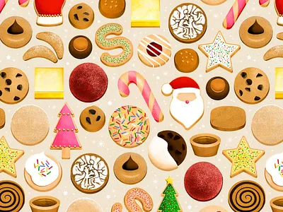 Christmas Cookies christmas cookie cookies dessert food illustration pattern santa seamless