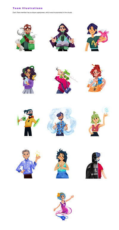 Mythrill Team Illustrations character illustration mascot mobile app storytelling team ui