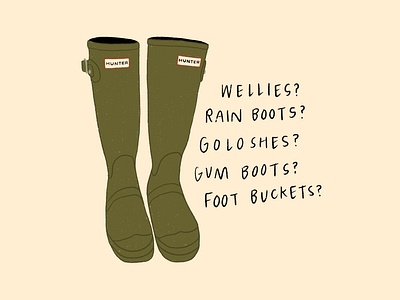 Hunter Whats? design golashes graphic design illustration rainboots wellies