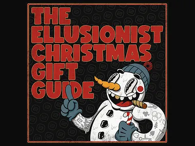 Melty the Xmas Snowman bold branding candy cane carrot cartoon christmas cigar gift gold grim hand drawn hat illustration logo retro snow snowman tattoos typography vintage