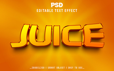 Juice 3D Editable Text Effect Style 3d 3d action 3d effect action design graphic design juice 3d text effect letter effect logo psd text effect style text effect psd