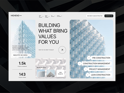 Construction - Website Design agency architecture company concept design construction constructionfirm dailyui header design inspiration design landingpage modern design pixavail studio ui design ux design visual design web agency web design web designers web designing website design