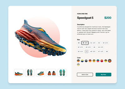 DAY 033 / CUSTOMIZE PRODUCT 033 add to cart buy buy now cart customize product daily ui hoka product page running running shoe ui ux