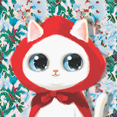 winter cat🐱🍒🎄✨️ cat character christmas cute goods holiday illustration red tree winter