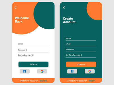 Login And Sign up screen App interface design App design Vector app design app interface branding design graphic design illustration login sign up sign up screen signin ui ux vector