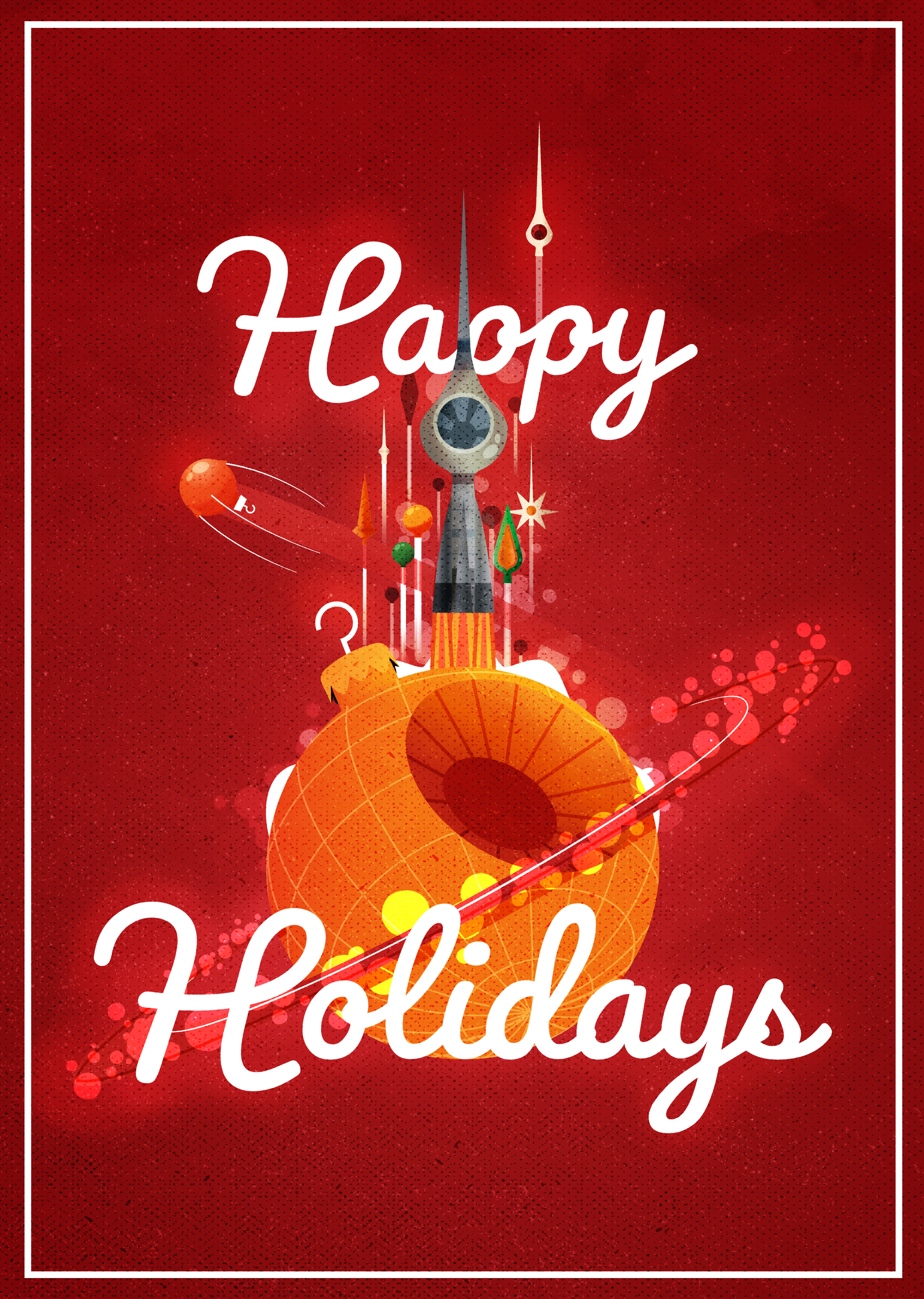 Happy Holidays! card christmas design holiday illustration illustrator mid century modern minimalist rocket texture vector