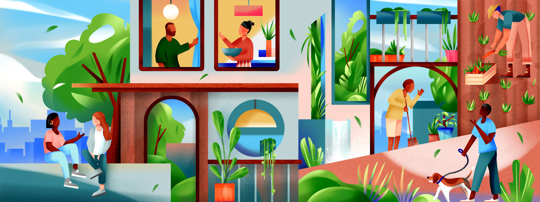 Housing Policies 2d abstract cityscape digital editorial flat folioart geometric gradient graphic illustration jia yi liu shapes urban