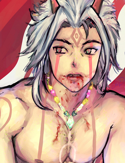 They say to not trust oni blood boy genshin illustration itto oni