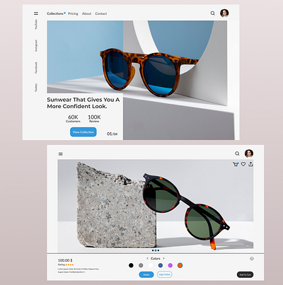 Sunglasses E-commerce website ecommerce ecommerceapp ecommercewebsite ui uidesign ux
