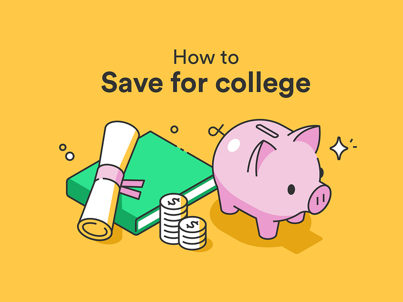 How to Save for College account bank blog cash college credit degree design education finance fintech fund icon illustration money piggy bank savings