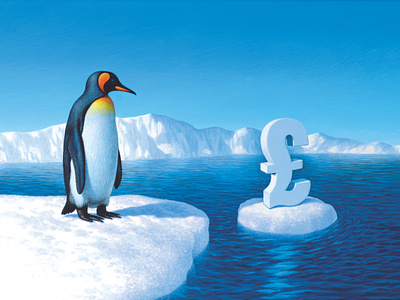 Penguin anne sharp conceptual digital editorial finance folioart illustration realist wildlife winter