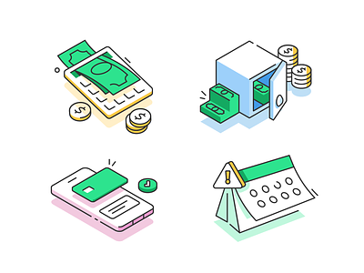 Financial Spot Illustrations account bank blog cash credit design finance fintech fund icon illustration money savings